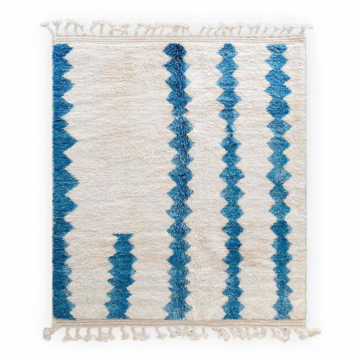 Blue White Azilal Rug - Berber Handicraft