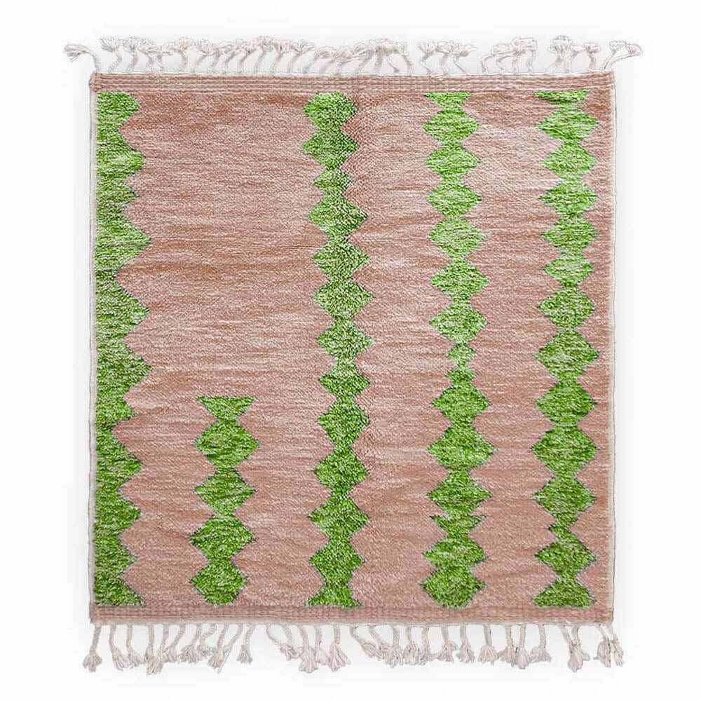 Brown and Green Moroccan Rug - Berber Handicraft