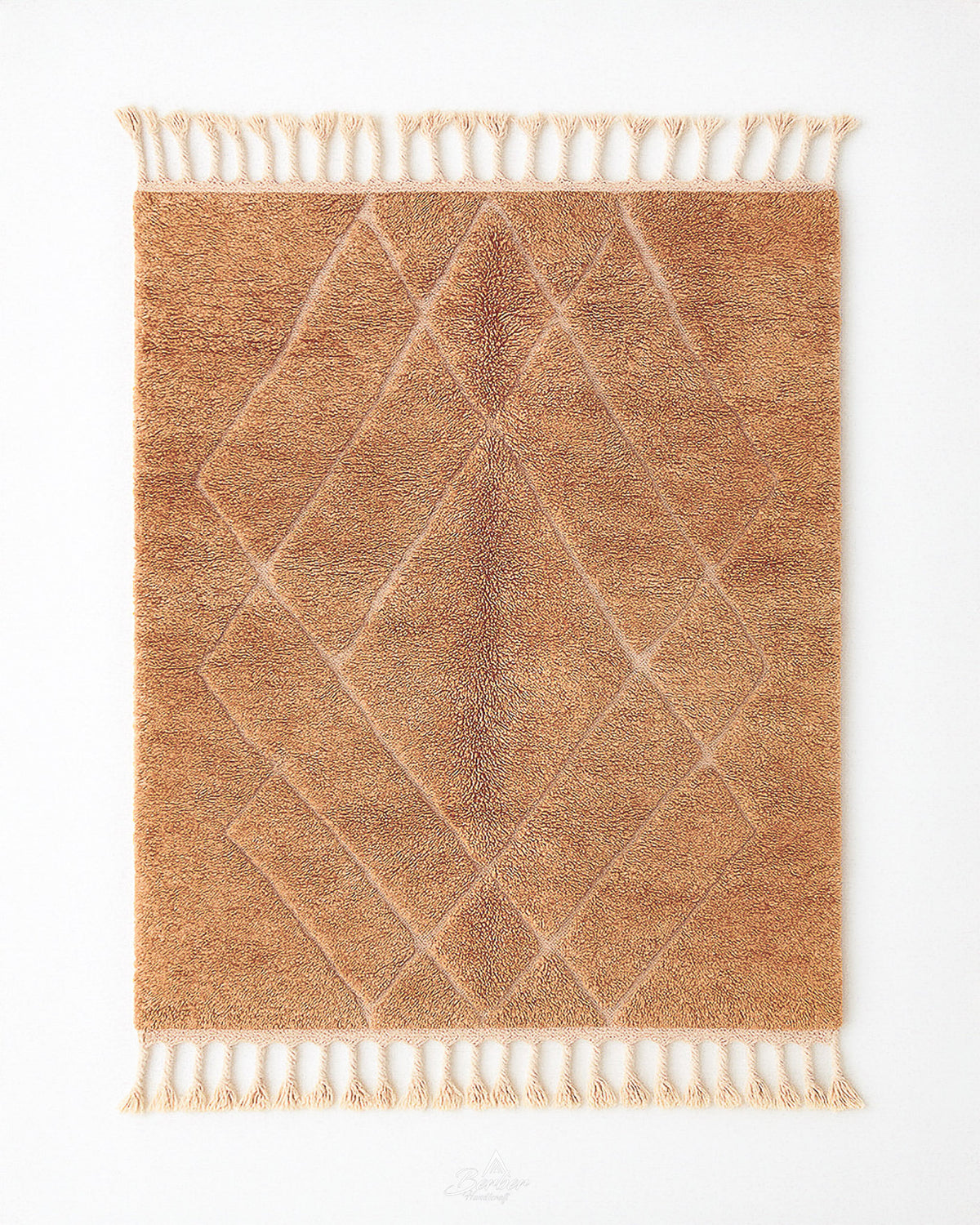 Brown Trellis Rug 3 X 5 Ft | 90 X 150 Cm / With Tassels / Short (0.4” / 1 cm)