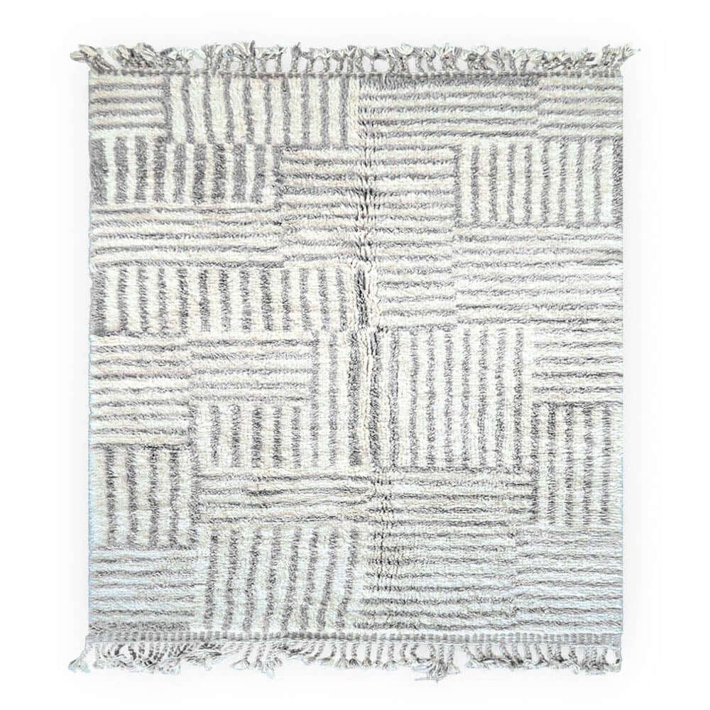 Striped Grey Moroccan rug - Berber Handicraft