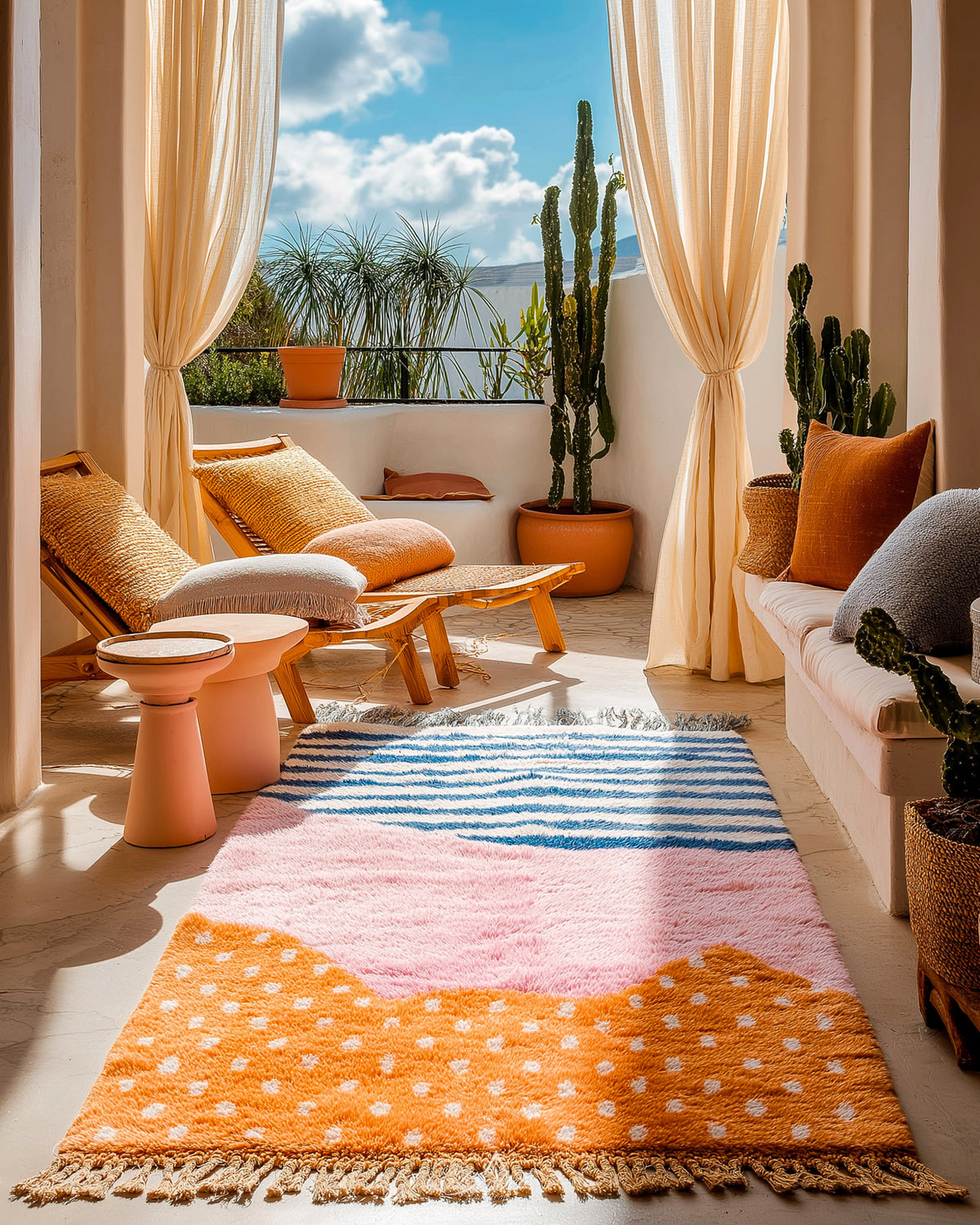 Colorful Accent Rug 3 X 5 Ft | 90 X 150 Cm / With Tassels / Short (0.4” / 1 cm)