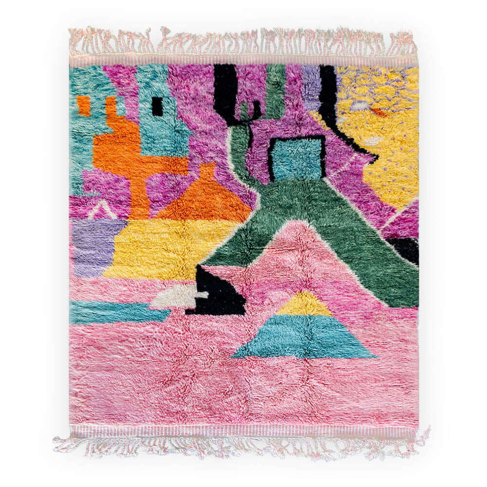 Moroccan Large pink area Rug , Lined Pink Moroccan Rug,Charming berber rug, Linen Decorative Rug From store the tribe of Morocco, Modern pink rug.