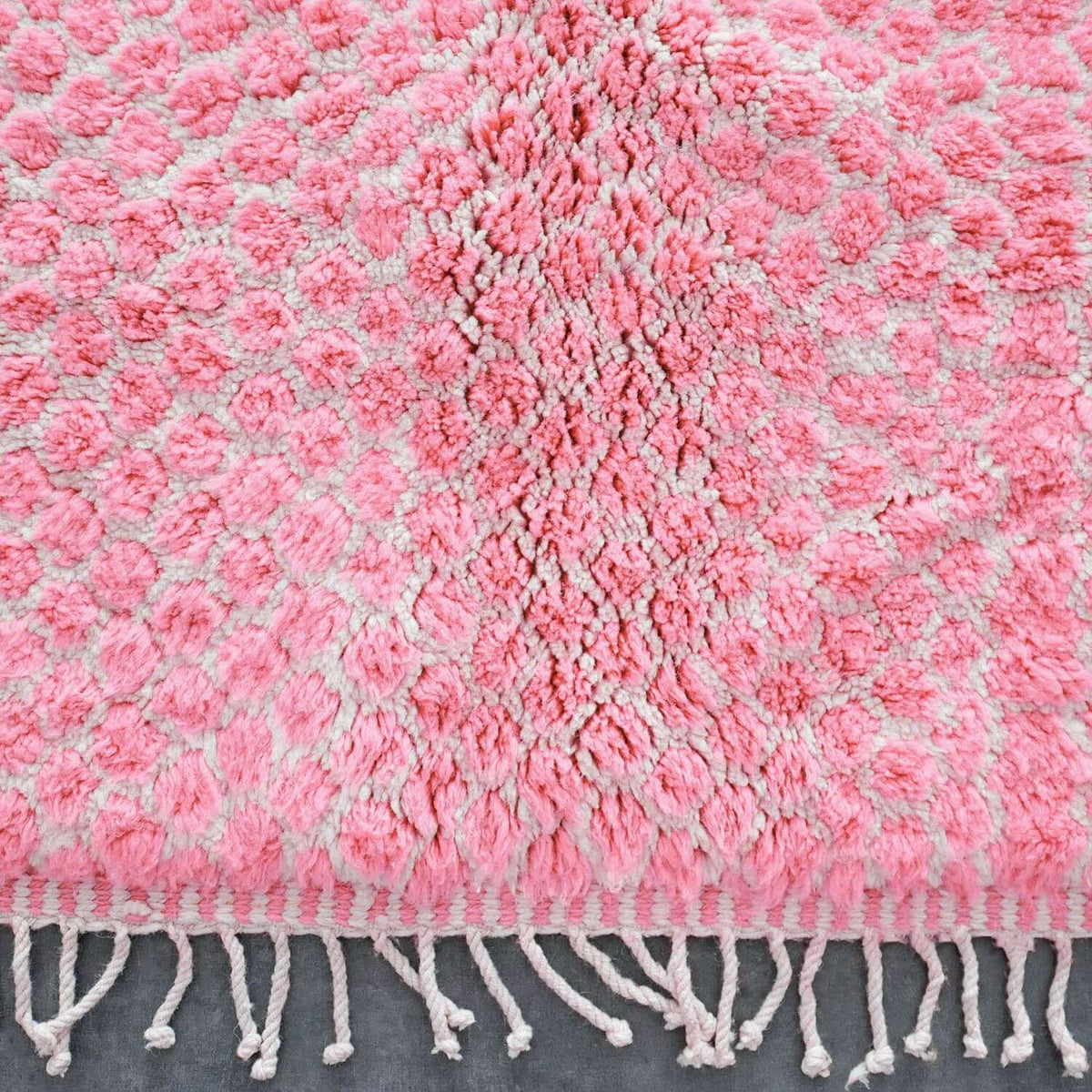 Colorful Pink Wool Rug - Berber Handicraft