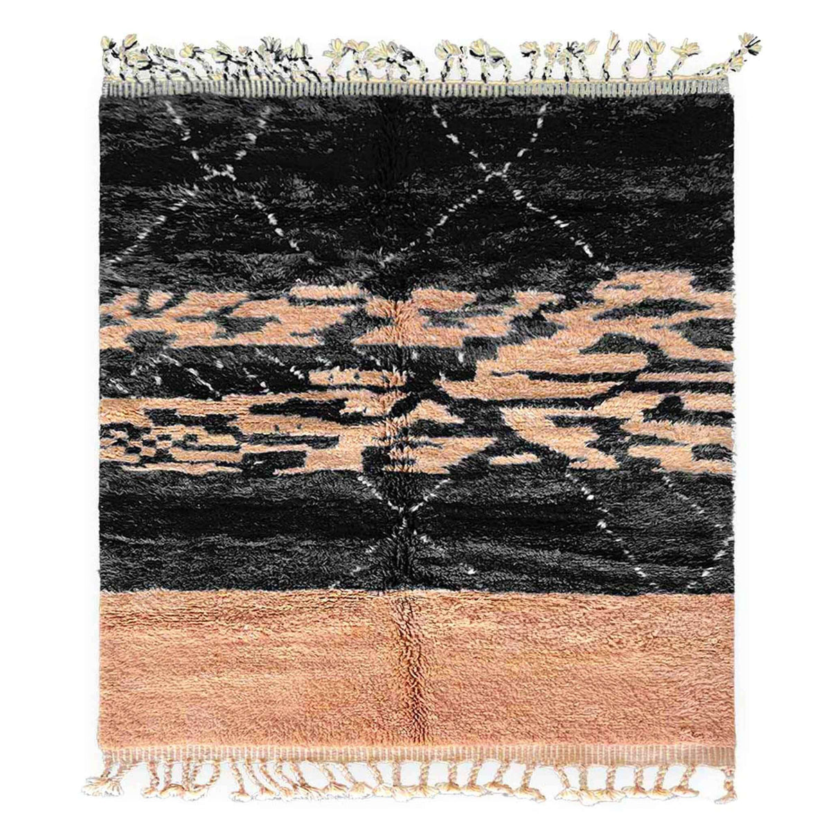 Black and Peach Moroccan rug - Berber Handicraft