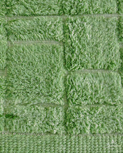 Green Morrocan Wool Rug 3 X 5 Ft | 90 X 150 Cm / With Tassels / Short (0.4” / 1 cm)