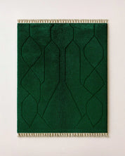 Green Beni Ourain Rug 3 X 5 Ft | 90 X 150 Cm / With Tassels / Short (0.4” / 1 cm)