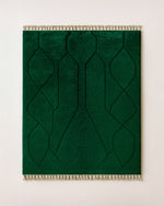 Green Beni Ourain Rug 3 X 5 Ft | 90 X 150 Cm / With Tassels / Short (0.4” / 1 cm)