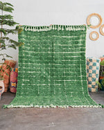 Green Berber Rug 3 X 5 Ft | 90 X 150 Cm / With Tassels / Short (0.4” / 1 cm)