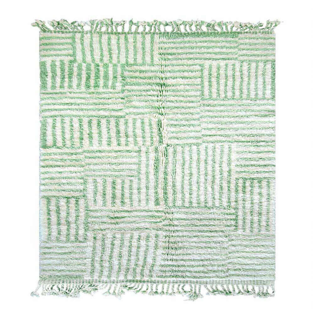 Green Striped Moroccan Rug - Berber Handicraft