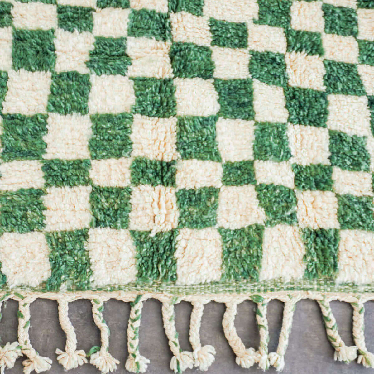 Green Checkered Rug - Berber Handicraft