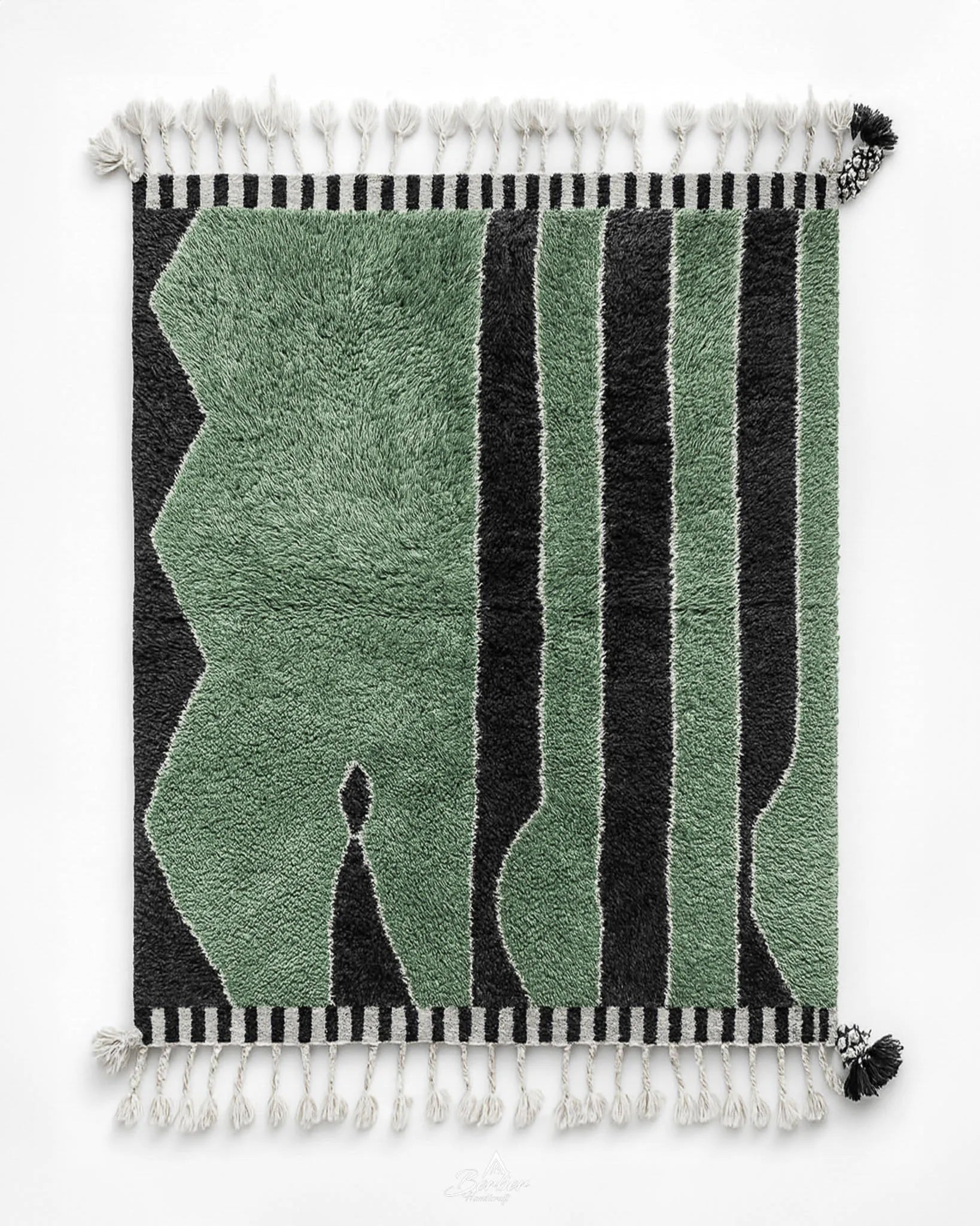 Green Handwoven Rug-Berber Handicraft