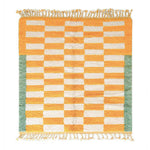 Green Yellow Checkered Rug - Berber Handicraft