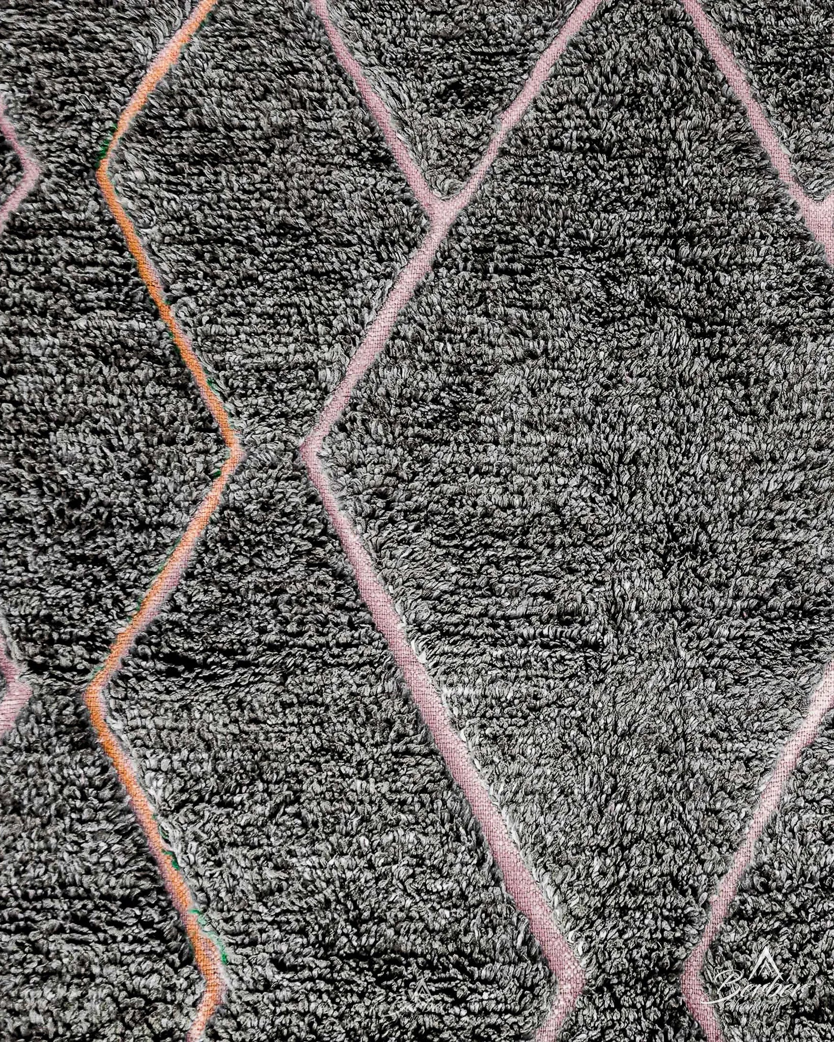 Grey Beni Ourain Berber Rug 3 X 5 Ft | 90 X 150 Cm / With Tassels / Short (0.4” / 1 cm)