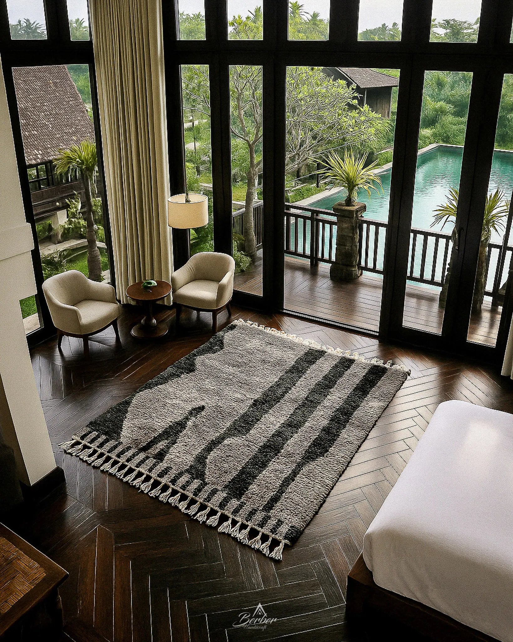 Grey Berber Rug 3 X 5 Ft | 90 X 150 Cm / With Tassels / Short (0.4” / 1 cm)