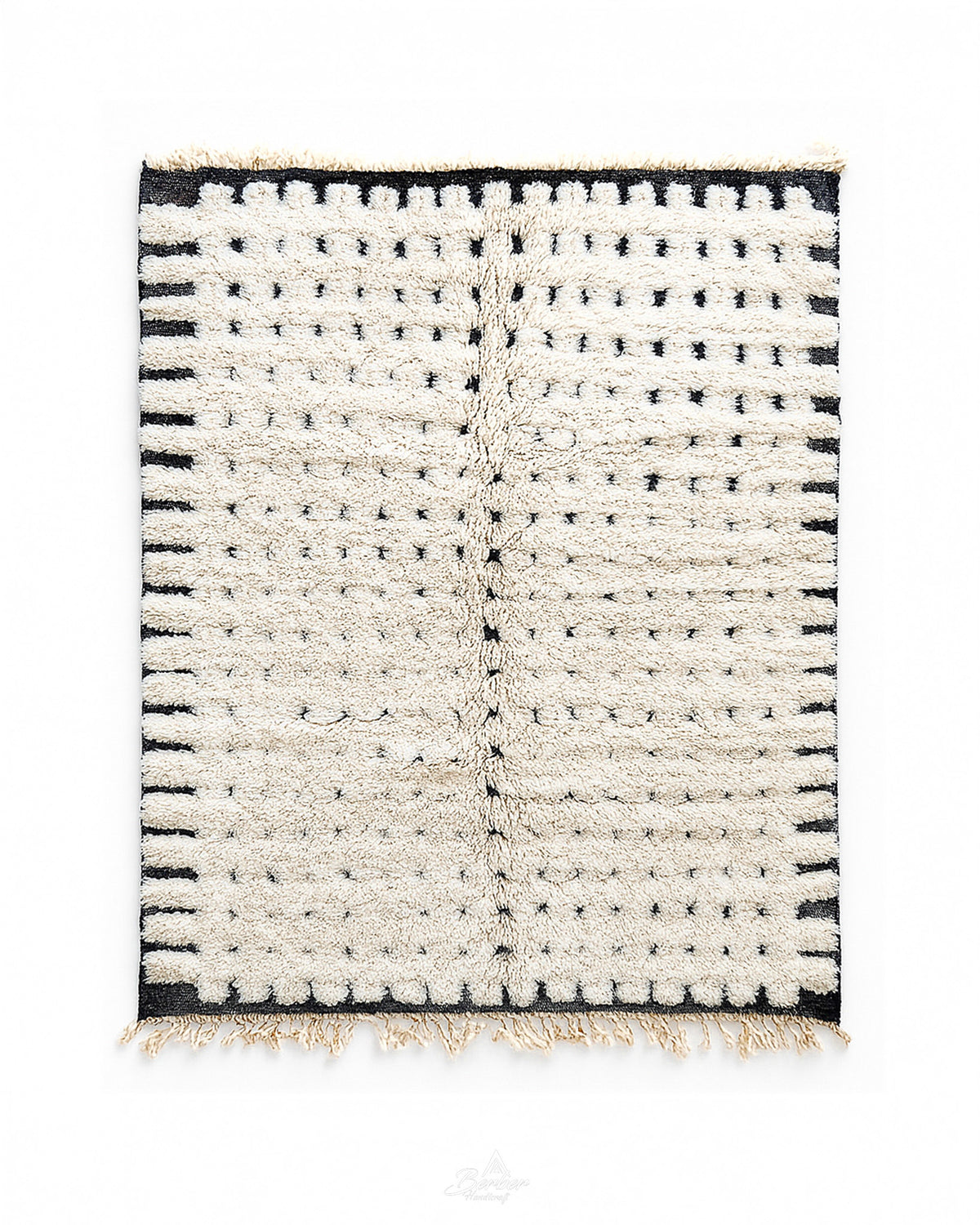 Hand Knotted Wool Rug 3 X 5 Ft | 90 X 150 Cm / With Tassels / Short (0.4” / 1 cm)