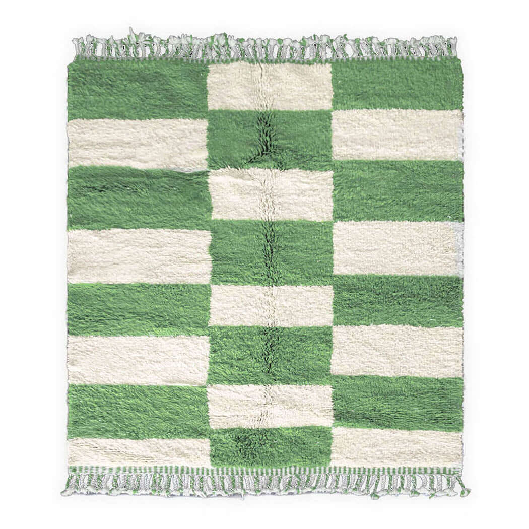 Checkered Green Rug - Berber Handicraft