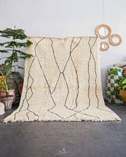 Handmade Berber Rug 3 X 5 Ft | 90 X 150 Cm / With Tassels / Short (0.4” / 1 cm)