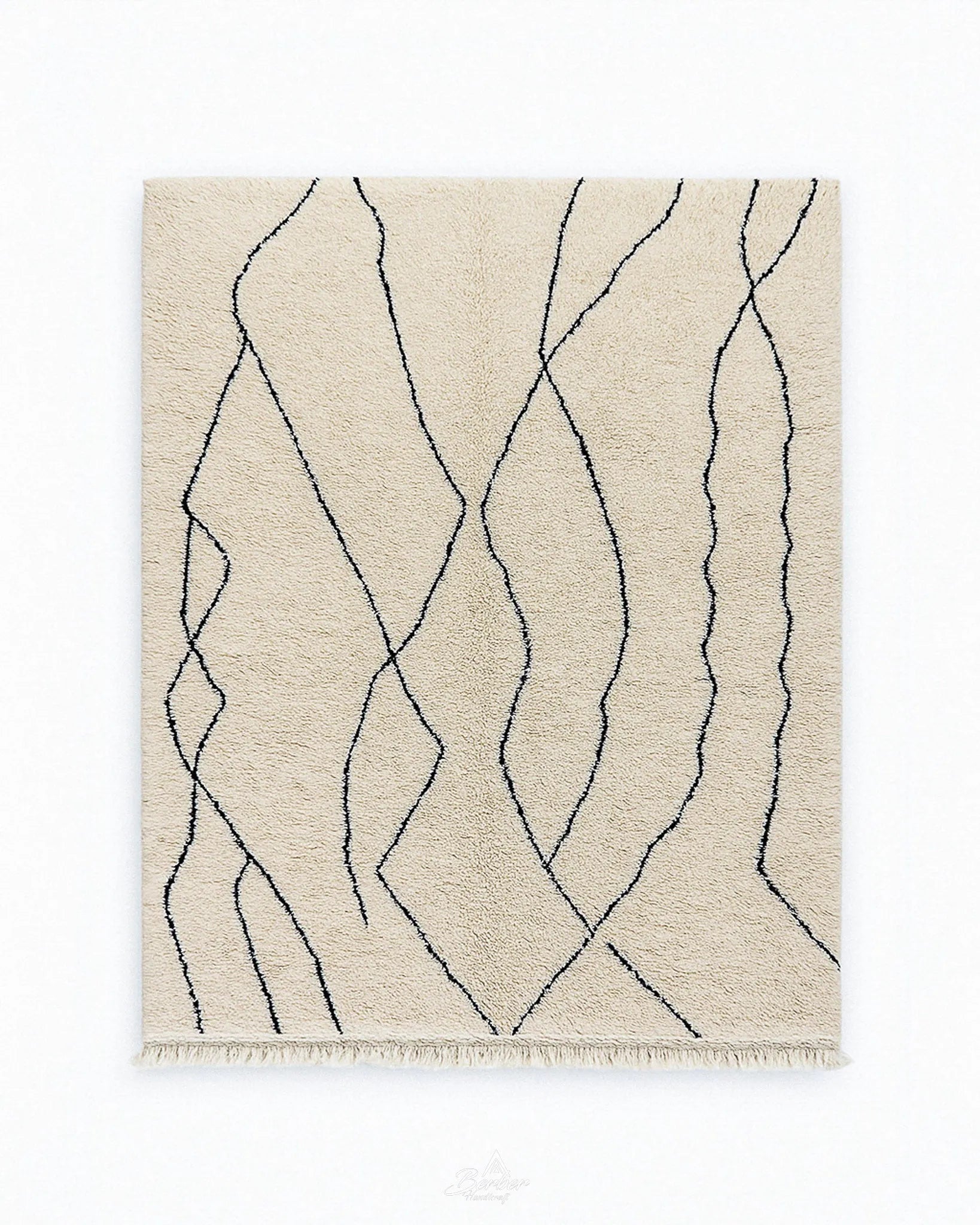 Handmade Berber Rug 3 X 5 Ft | 90 X 150 Cm / With Tassels / Short (0.4” / 1 cm)