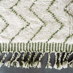 White and Green Zigzag Rug - Berber Handicraft