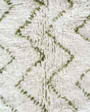 White and Green Zigzag Rug 3 X 5 Ft | 90 X 150 Cm / With Tassels / Short (0.4” / 1 cm)