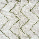 White and Green Zigzag Rug - Berber Handicraft