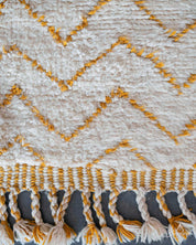 Minimalist Morrocan Rug 3 X 5 Ft | 90 X 150 Cm / With Tassels / Short (0.4” / 1 cm)
