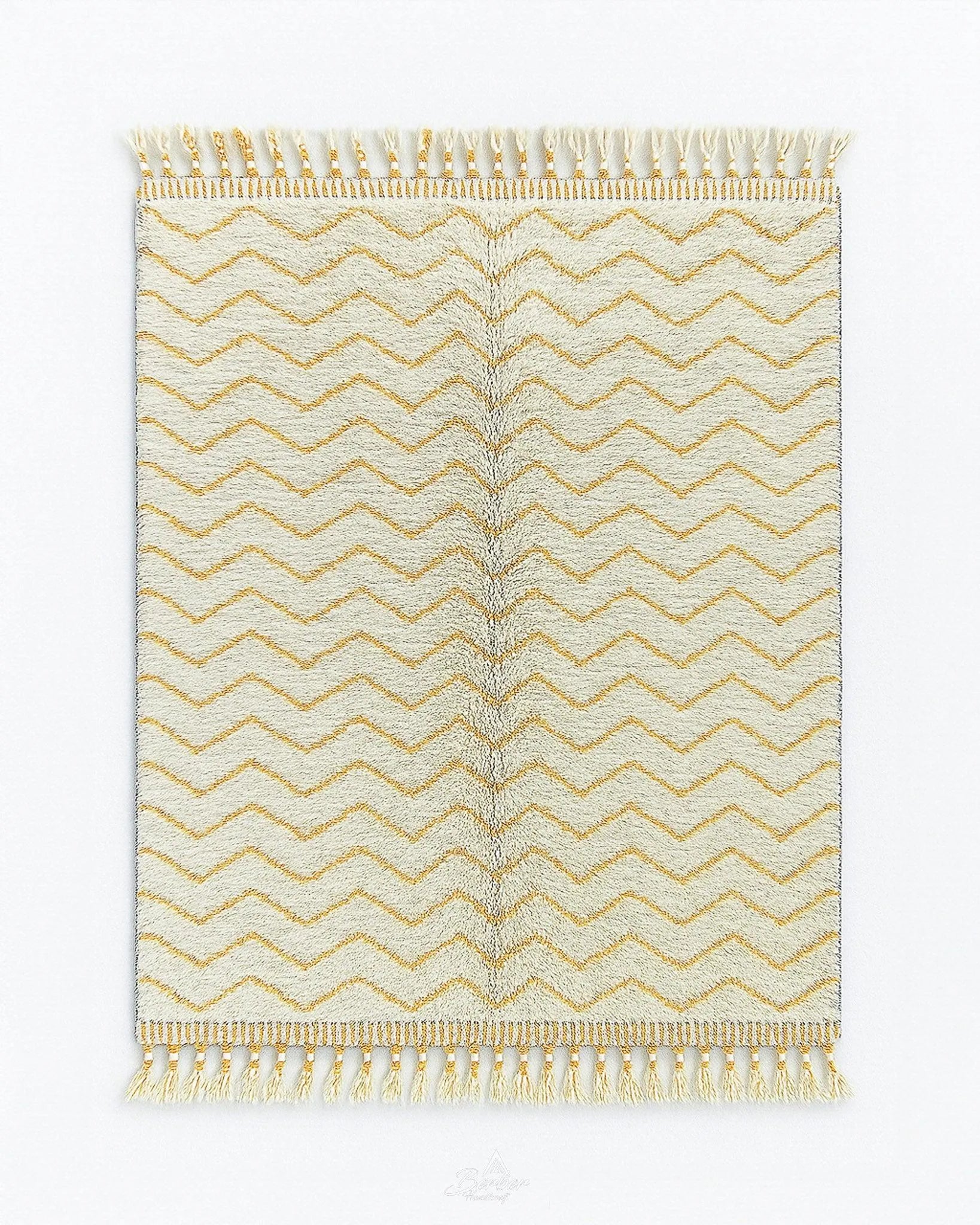 Minimalist Morrocan Rug 3 X 5 Ft | 90 X 150 Cm / With Tassels / Short (0.4” / 1 cm)