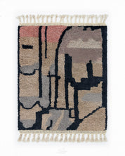 Moroccan Abstract Rug 3 X 5 Ft | 90 X 150 Cm / With Tassels / Short (0.4” / 1 cm)