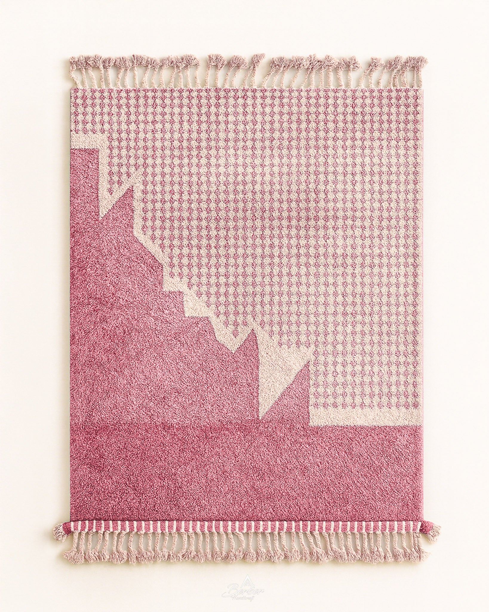 Moroccan Rug Pink 3 X 5 Ft | 90 X 150 Cm / With Tassels / Short (0.4” / 1 cm)