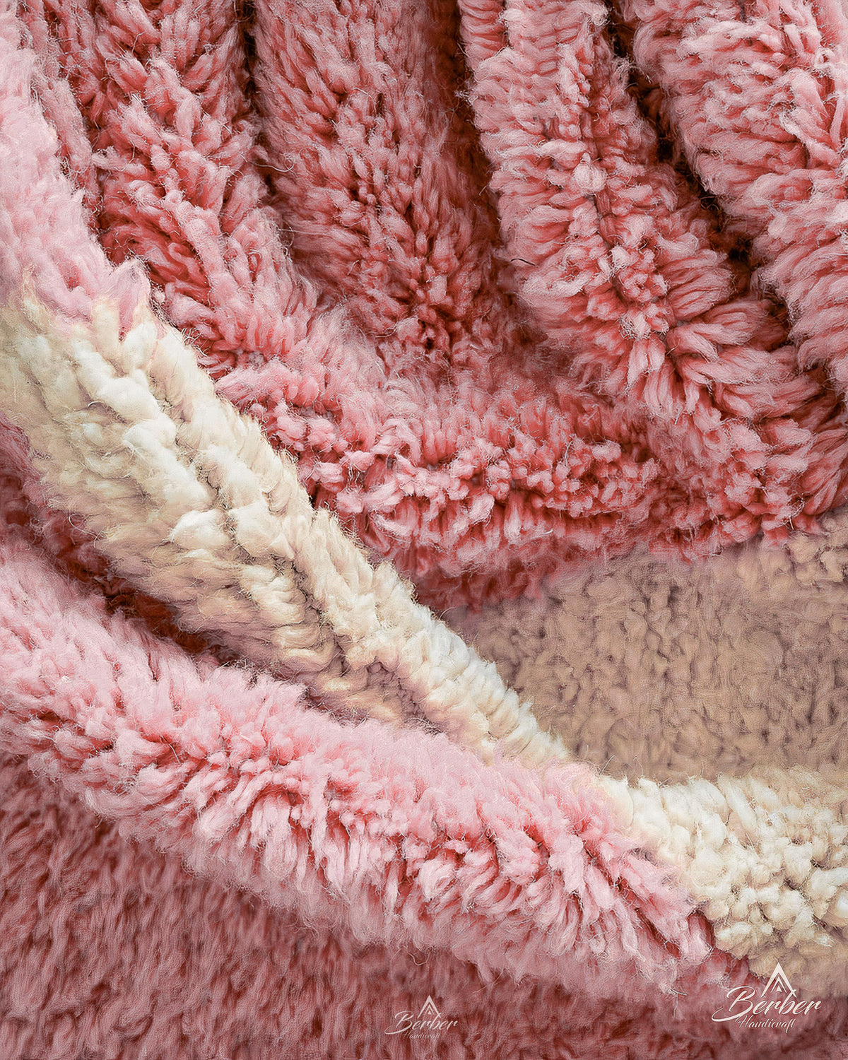 Pink Morrocan Berber Rug 3 X 5 Ft | 90 X 150 Cm / With Tassels / Short (0.4” / 1 cm)