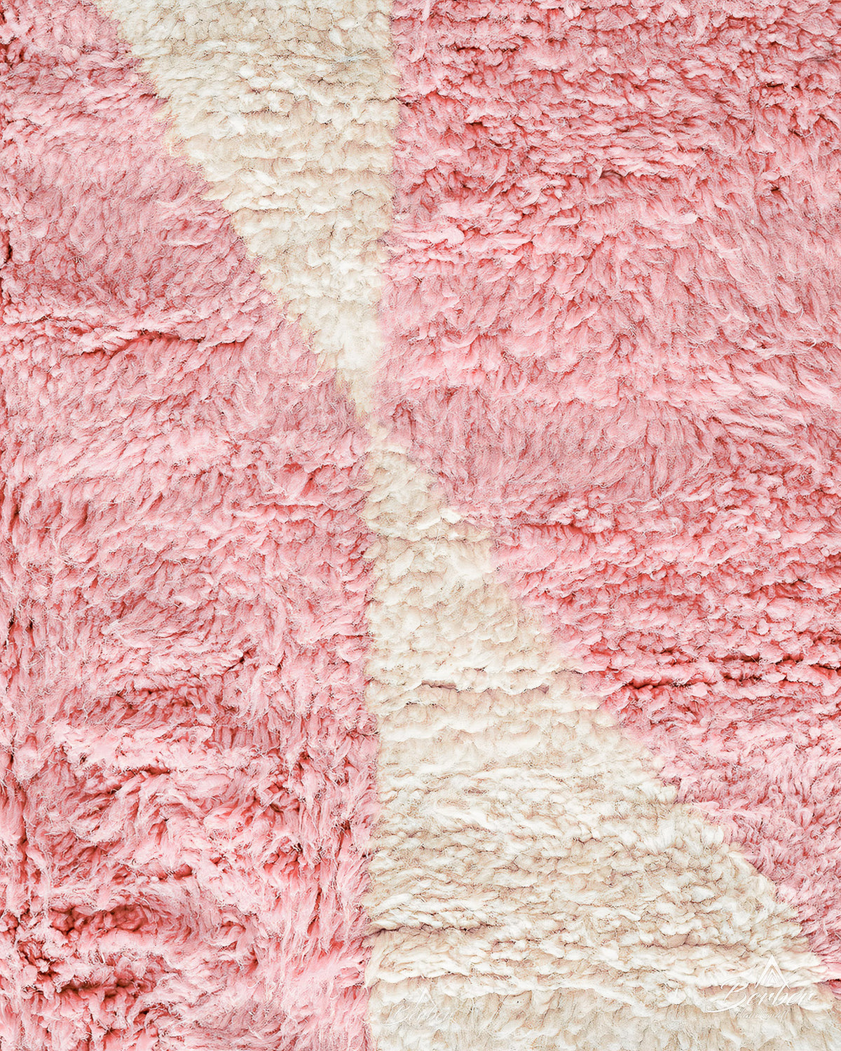Pink Morrocan Berber Rug 3 X 5 Ft | 90 X 150 Cm / With Tassels / Short (0.4” / 1 cm)