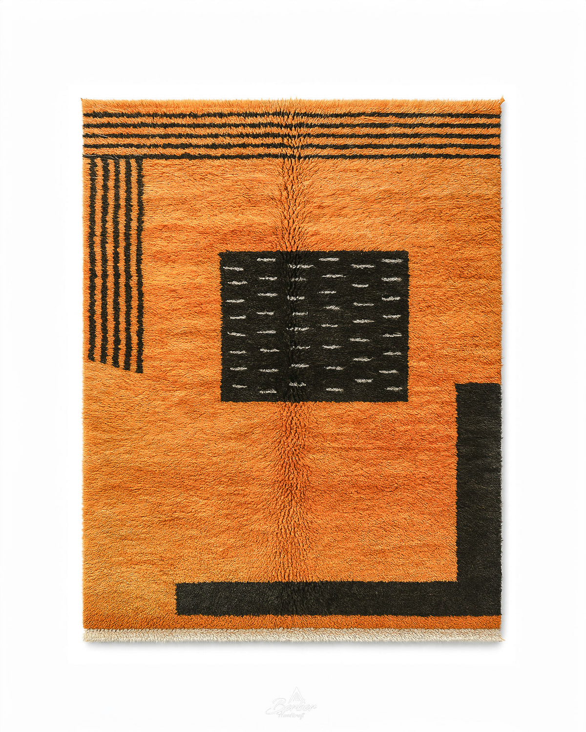 Orange Wool Rug 3 X 5 Ft | 90 X 150 Cm / With Tassels / Short (0.4” / 1 cm)