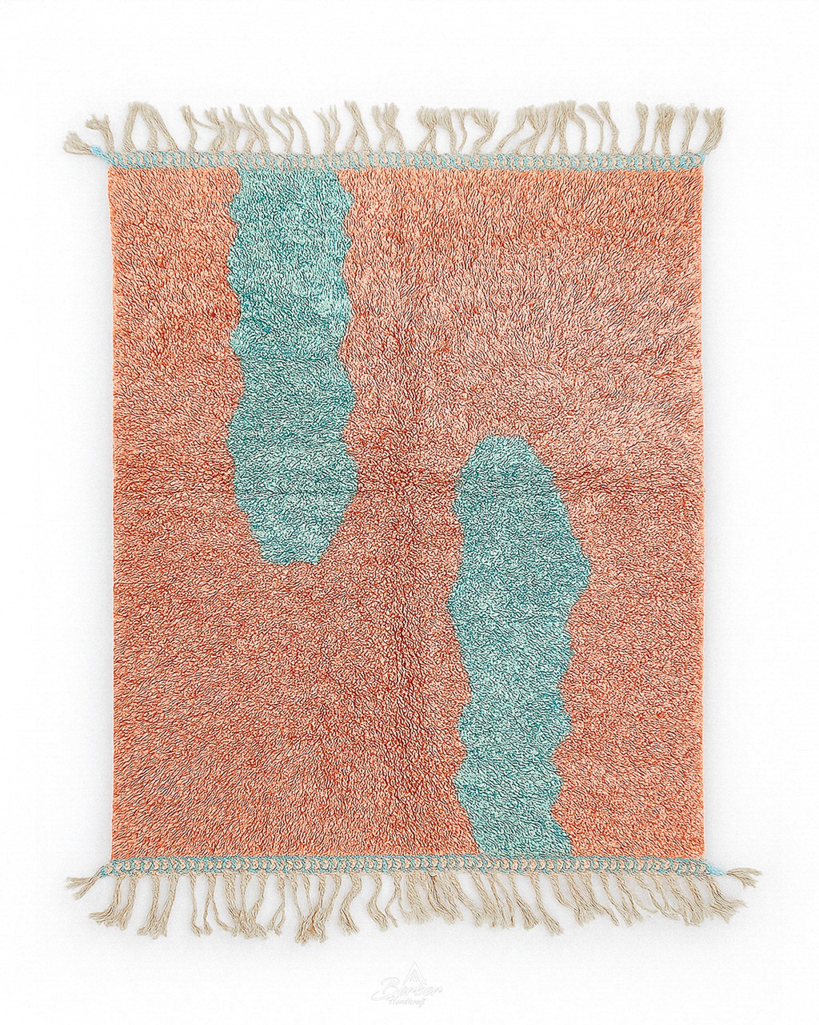 Peach Berber Rug 3 X 5 Ft | 90 X 150 Cm / With Tassels / Short (0.4” / 1 cm)