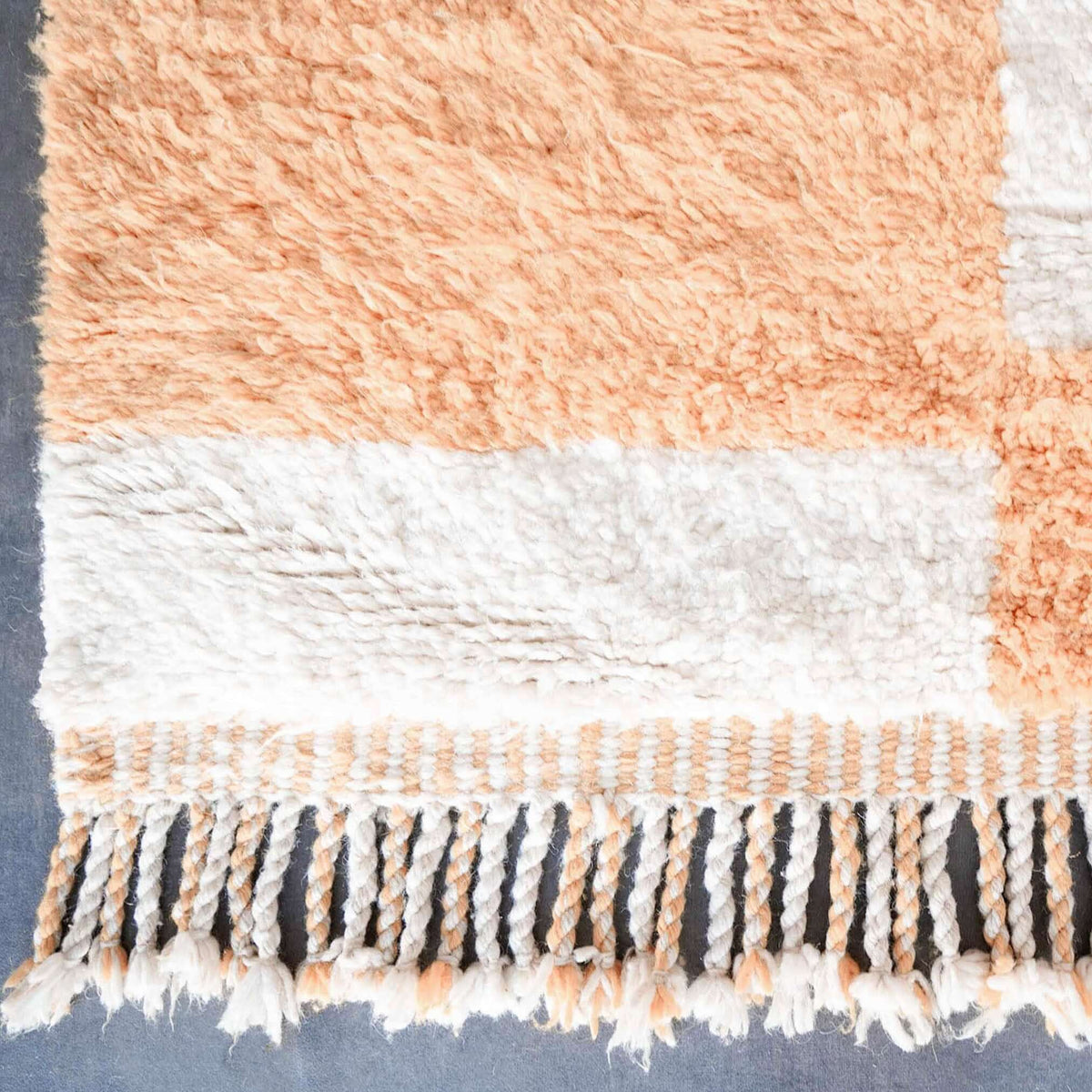 Peach Checker Rug - Berber Handicraft