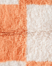 Peach Checker Rug 3 X 5 Ft | 90 X 150 Cm / With Tassels / Short (0.4” / 1 cm)