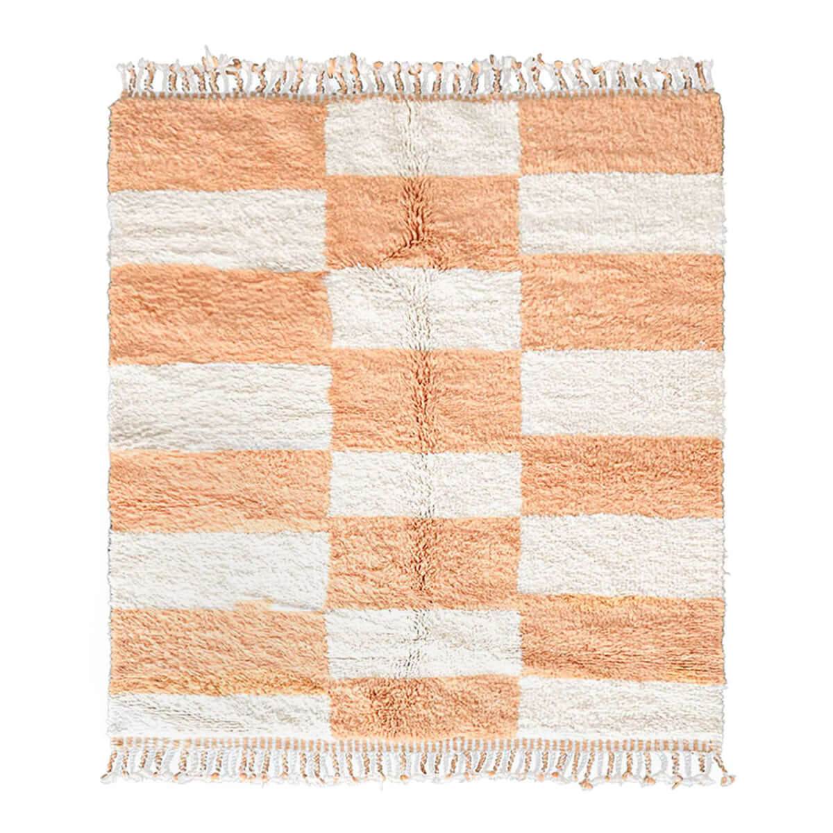 Peach Checker Rug - Berber Handicraft