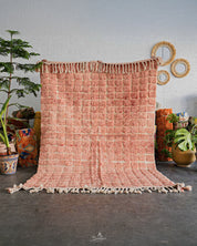 Peach Moroccan Rug 3 X 5 Ft | 90 X 150 Cm / With Tassels / Short (0.4” / 1 cm)
