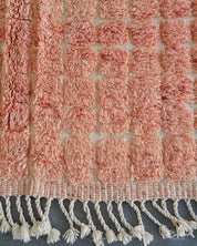 Peach Moroccan Rug 3 X 5 Ft | 90 X 150 Cm / With Tassels / Short (0.4” / 1 cm)