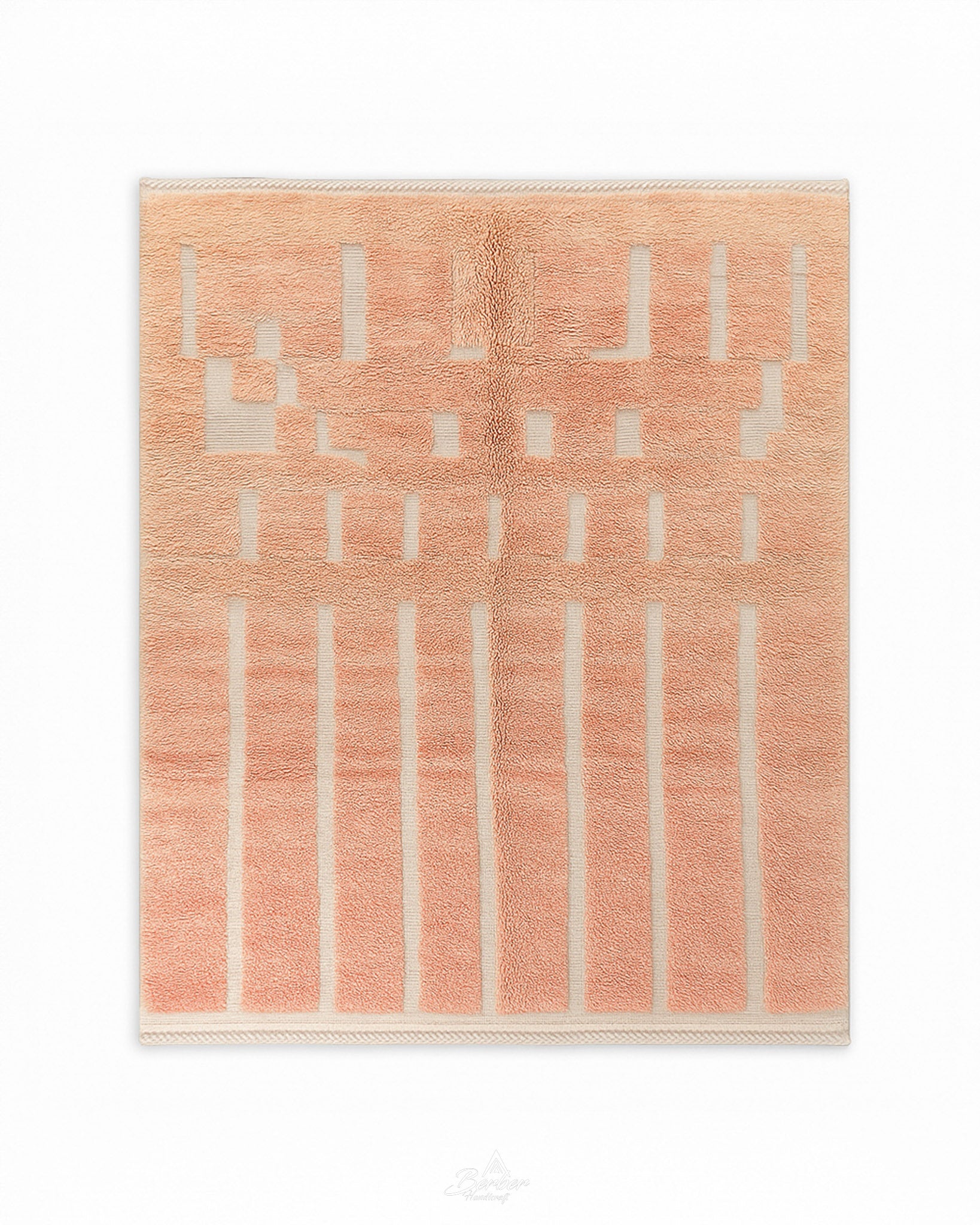Peach Moroccan Wool Rug 3 X 5 Ft | 90 X 150 Cm / With Tassels / Short (0.4” / 1 cm)