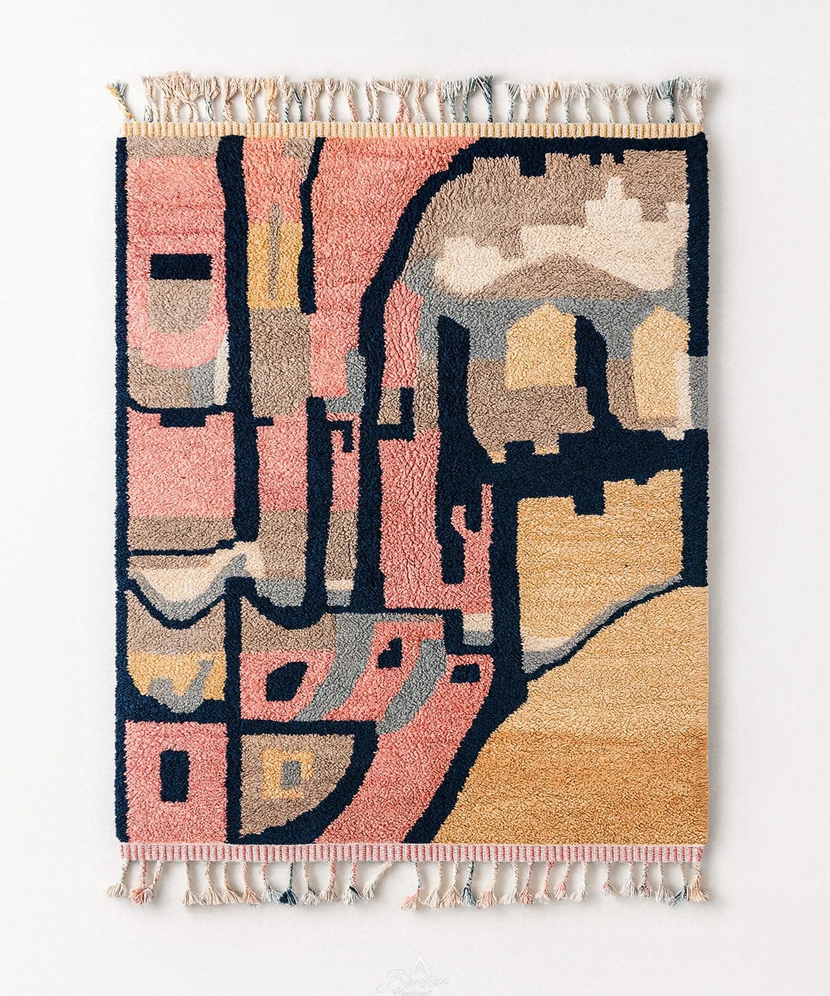 Pink Abstract Carpet-Berber Handicraft
