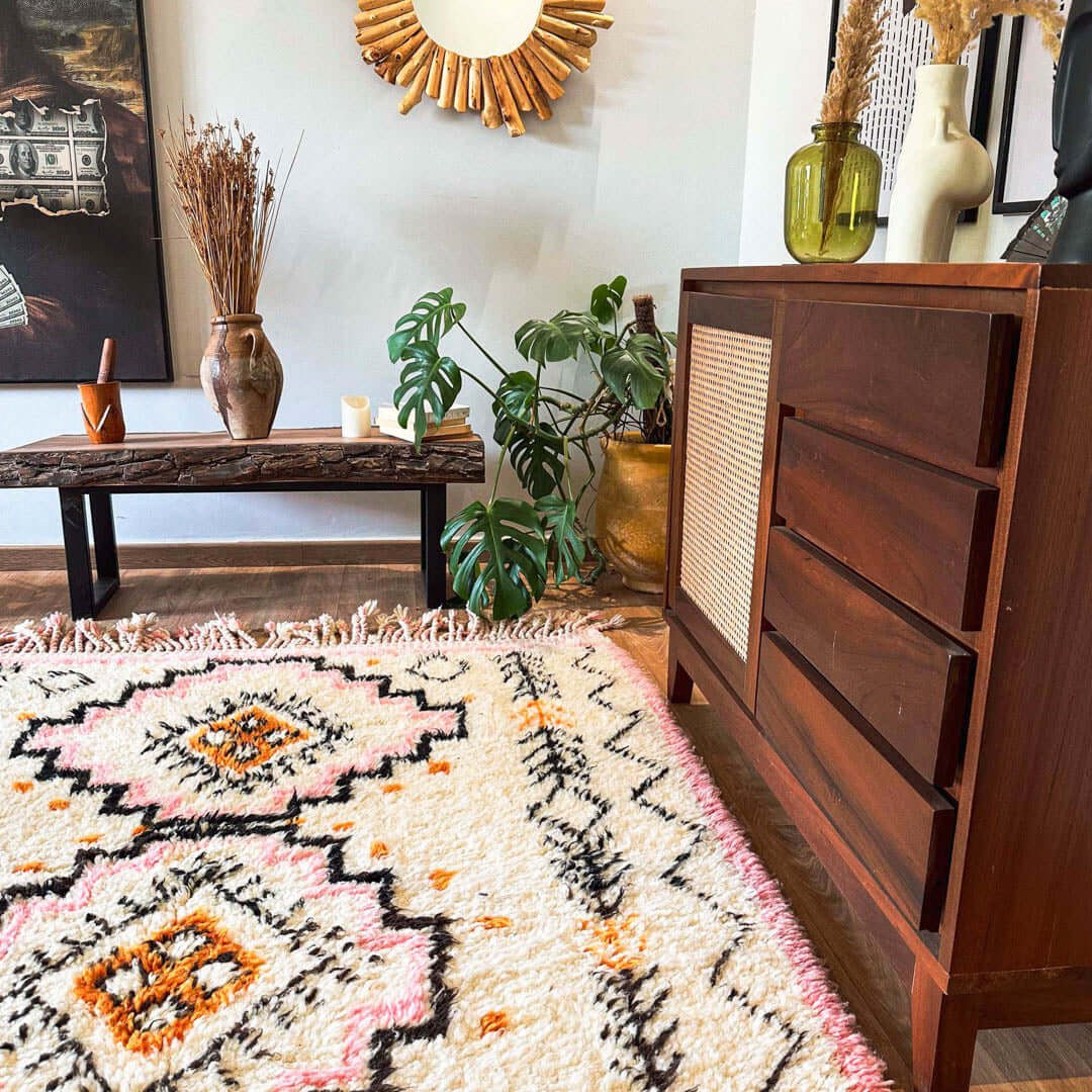 Pink Bohemian Rug - Berber Handicraft