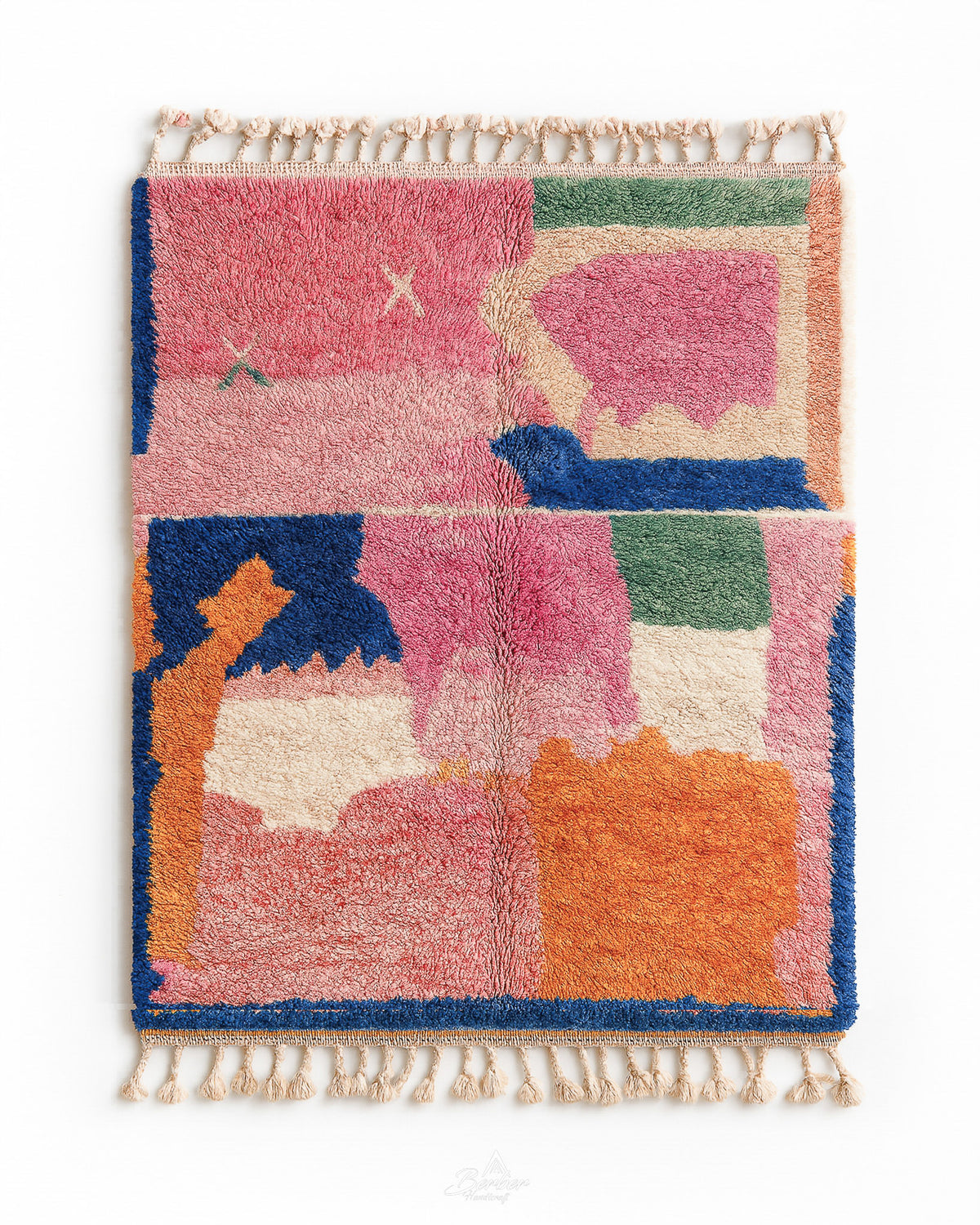 Pink Boujaad Carpet 3 X 5 Ft | 90 X 150 Cm / With Tassels / Short (0.4” / 1 cm)