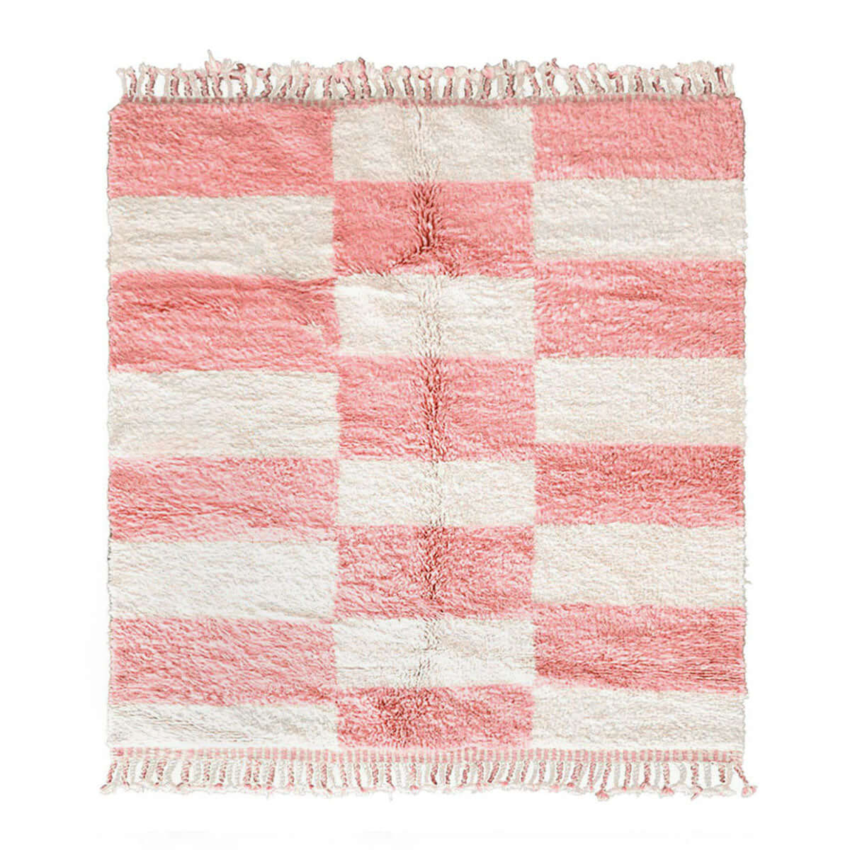 Pink Checkered Rug - Berber Handicraft