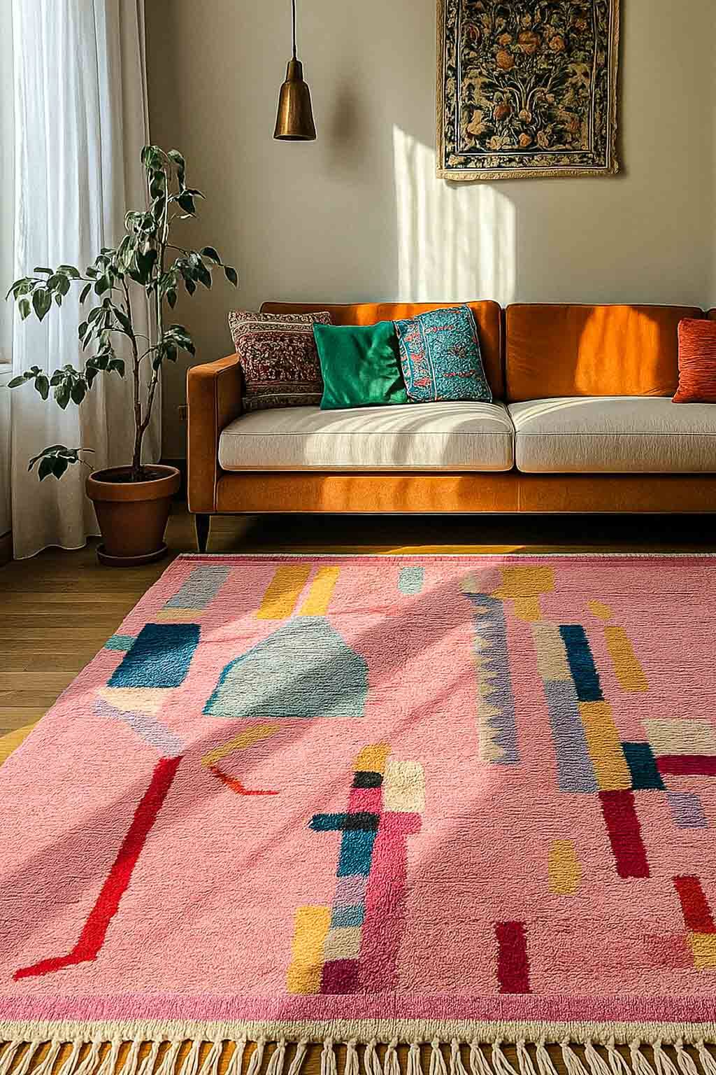 pink-colorful-rug-RE57-rev-Berber Handicraft
