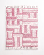 Pink Minimalist Rug 3 X 5 Ft | 90 X 150 Cm / With Tassels / Short (0.4” / 1 cm)