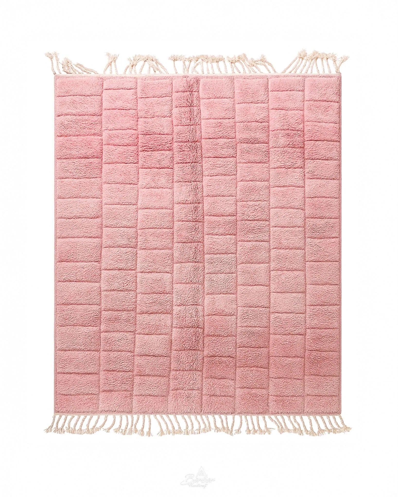 Pink Morrocan Rug 3 X 5 Ft | 90 X 150 Cm / With Tassels / Short (0.4” / 1 cm)