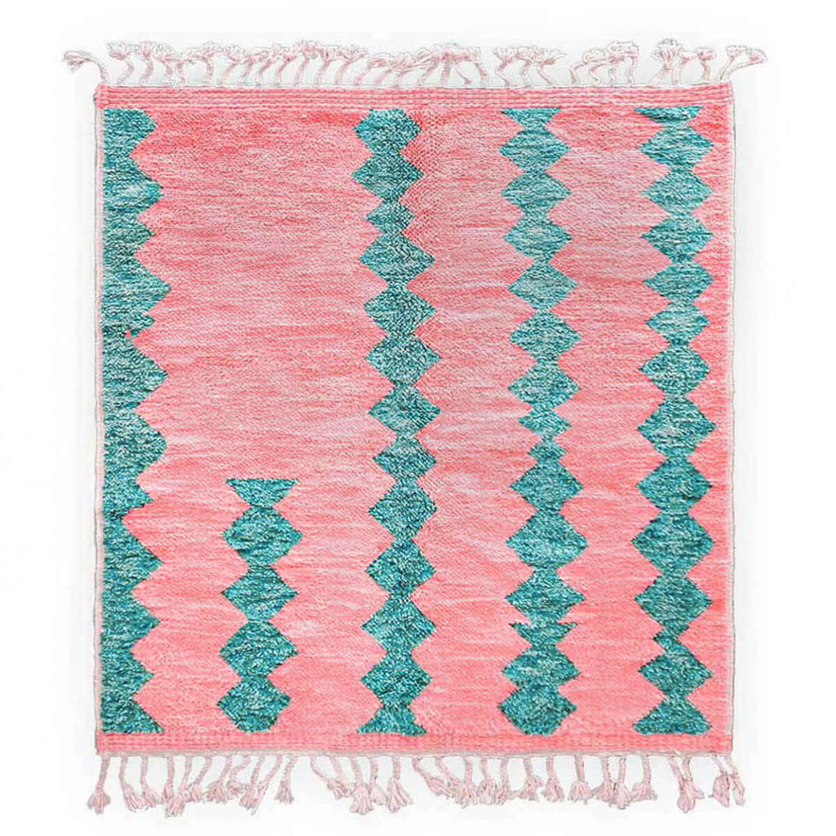 Pink Turquoise Boujaad Rug - Berber Handicraft