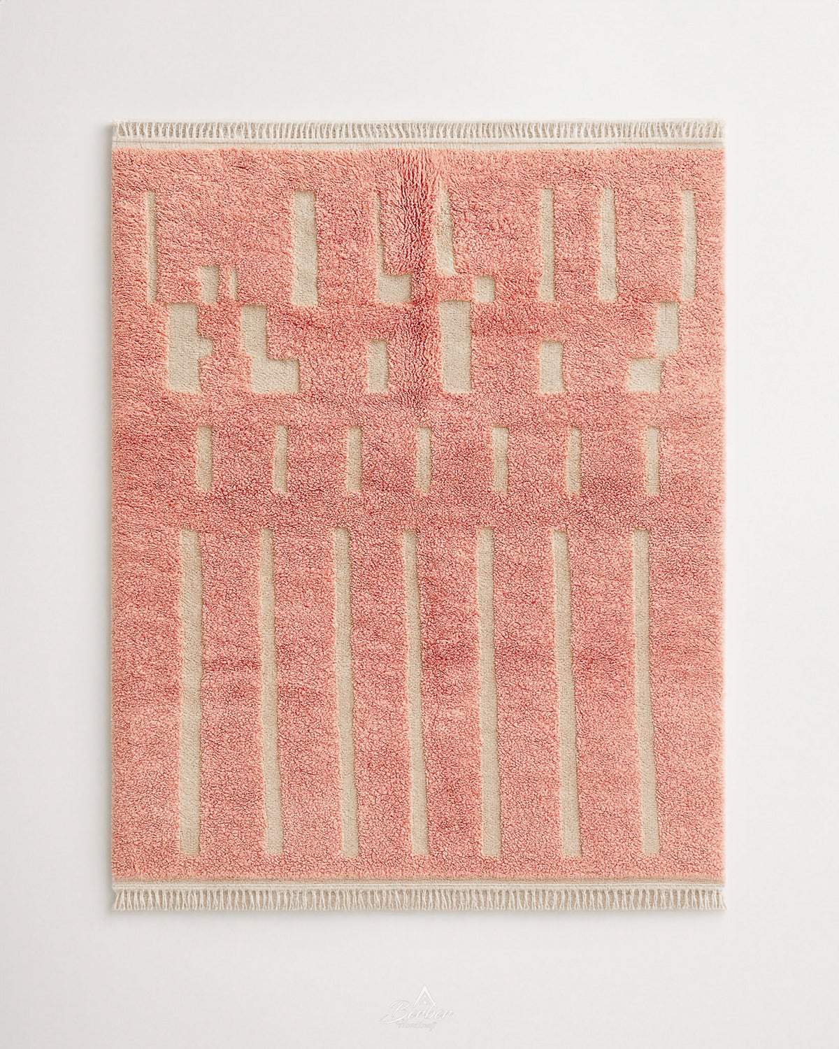 Pink Wool Rug 3 X 5 Ft | 90 X 150 Cm / With Tassels / Short (0.4” / 1 cm)
