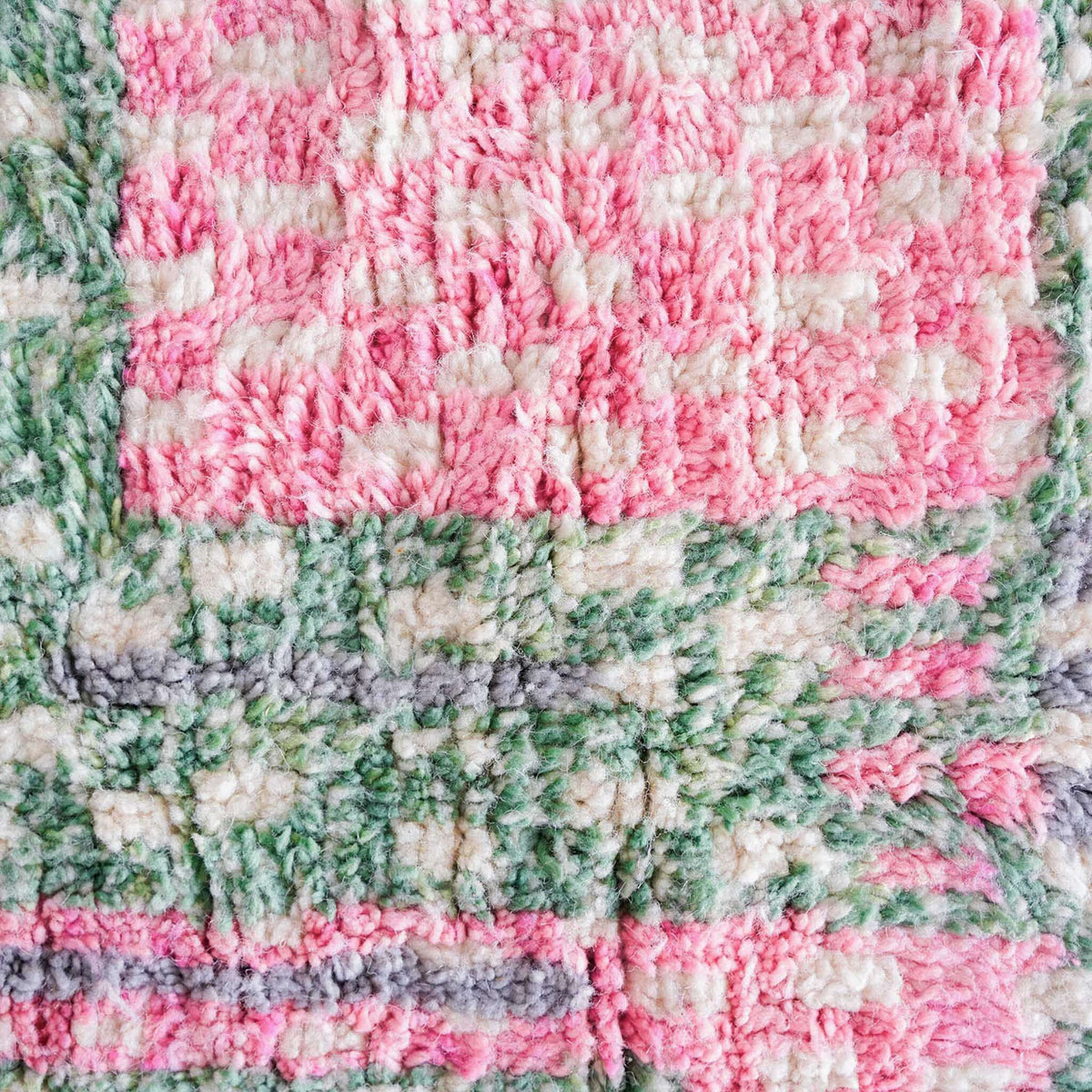 Pink and Green Moroccan Rug - Berber Handicraft