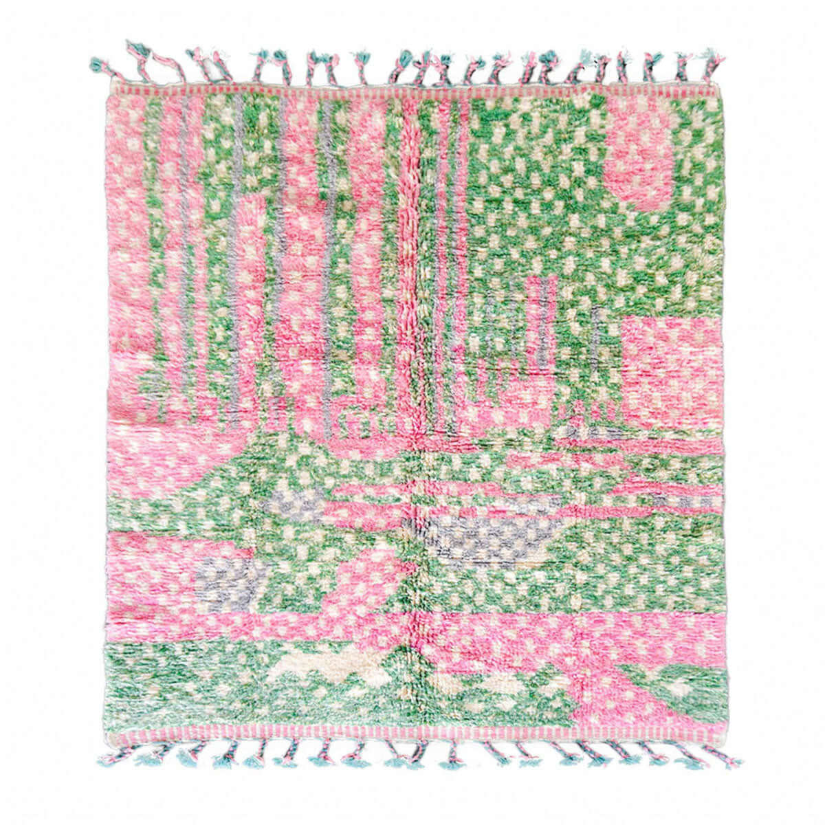 Pink and Green Moroccan Rug - Berber Handicraft